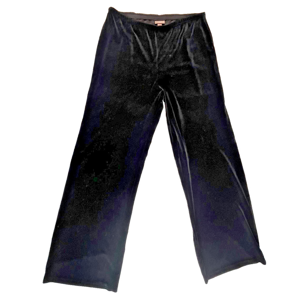 NWT J. Jill Velvet Pants Womens M Black Stretch Elastic Waistband Wide Leg